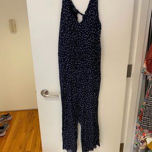 Loft Plus Polka Dot Smocked Jumpsuit